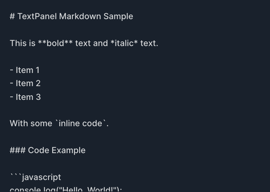 Text Panel Raw